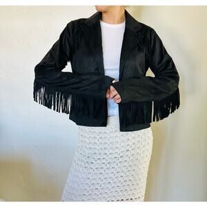 Glamsia Fringe Black Jacket